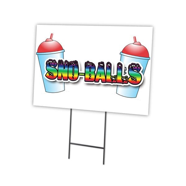 Sno-balls Yard Sign & Stake outdoor plastic coroplast window, C-1824 Sno-Balls